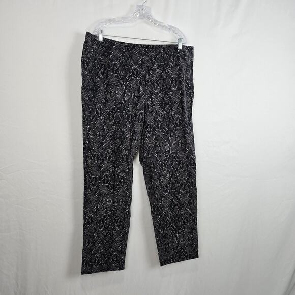 Isaac Mizrahi Live Pull On Pants Women's 24WT Black Gray Pattern Stretch - Picture 8 of 16